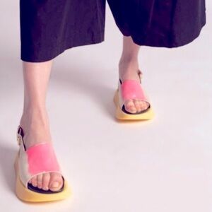 Marni Leather Beige/Hot Pink/Black Sandals, 39/8.5